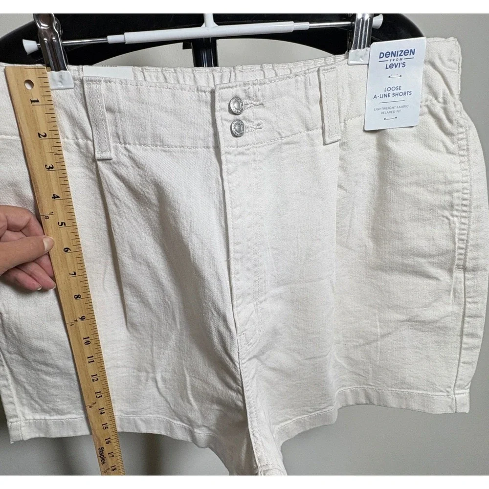 Denizen from Levis Womens Loose A-Line Shorts White High Rise Cotton 10 W30 NWT